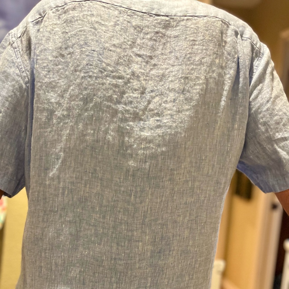 Blue linen men’s shirt. - Picture 3 of 3